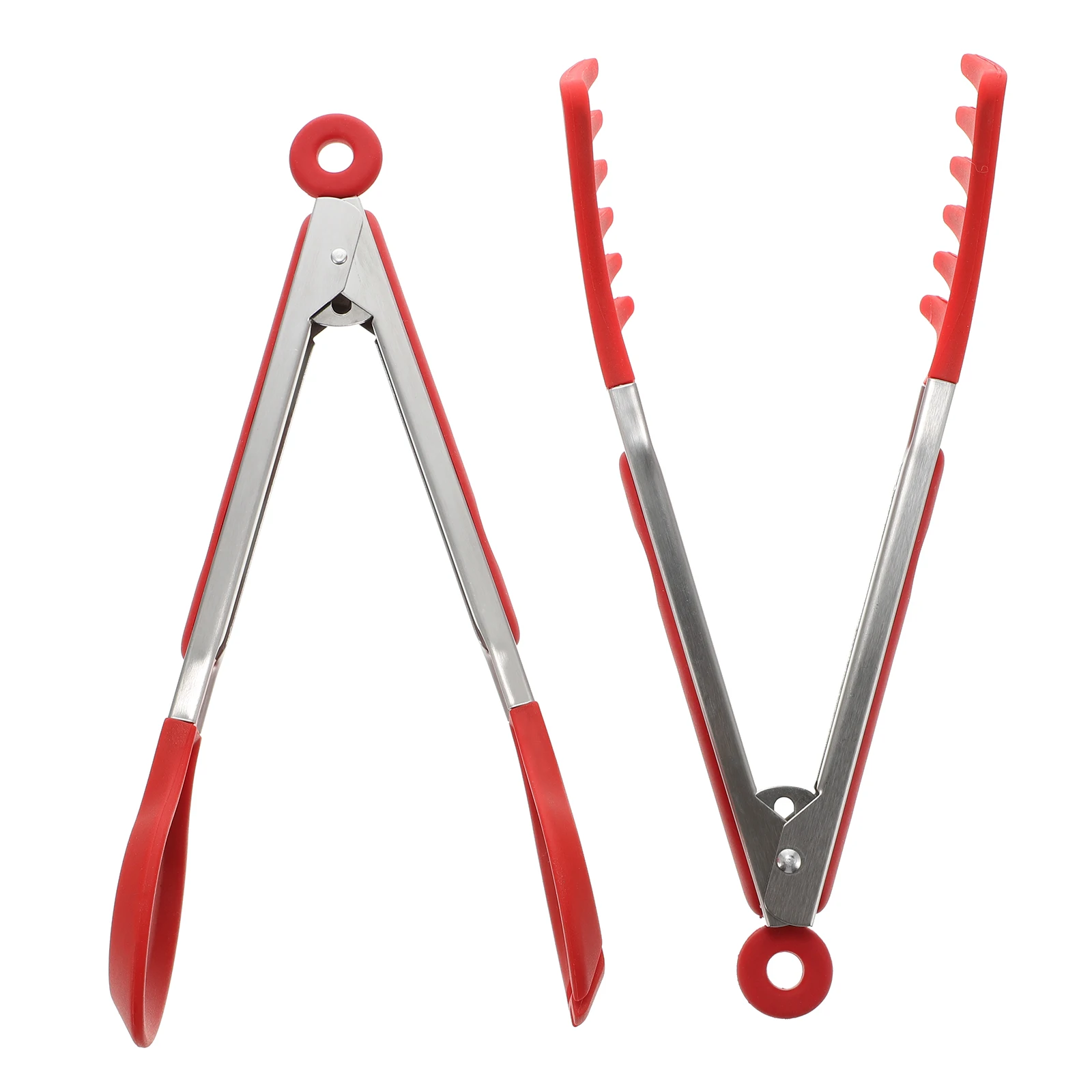 

2pcs Food Clip Stainless Steel Silicone Cooking Grilling Kitchen Tool Pasta Meat Tongs Bbq Steak Turner Lightweight