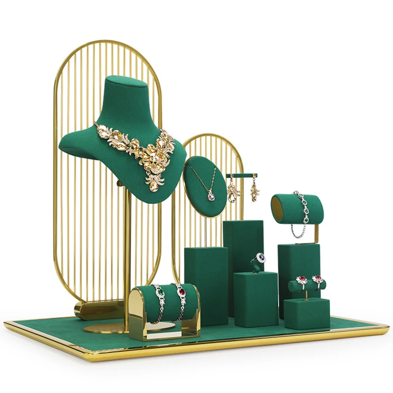 

Зеленая подставка для ювелирных изделий из сверхтонкого волокна, реквизит для демонстрации ювелирных изделий, кольца, ожерелья, браслеты, стойка для стойки