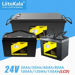 LiitoKala 24V 120Ah 150Ah 100Ah 200Ah Lifepo4 Battery for 8S 25.6V 60Ah 80Ah RV Campers Golf Cart Off-Road Off-grid Solar Wind