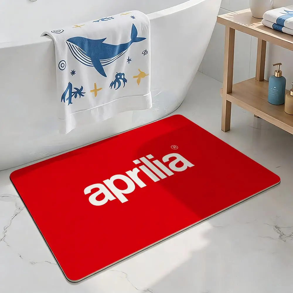 A-Aprilia Motorcycle Logo Floor Mat Diatomite Floor Mat Fast Drying Odor Resistant Non Slip Bath Kitchen Mat