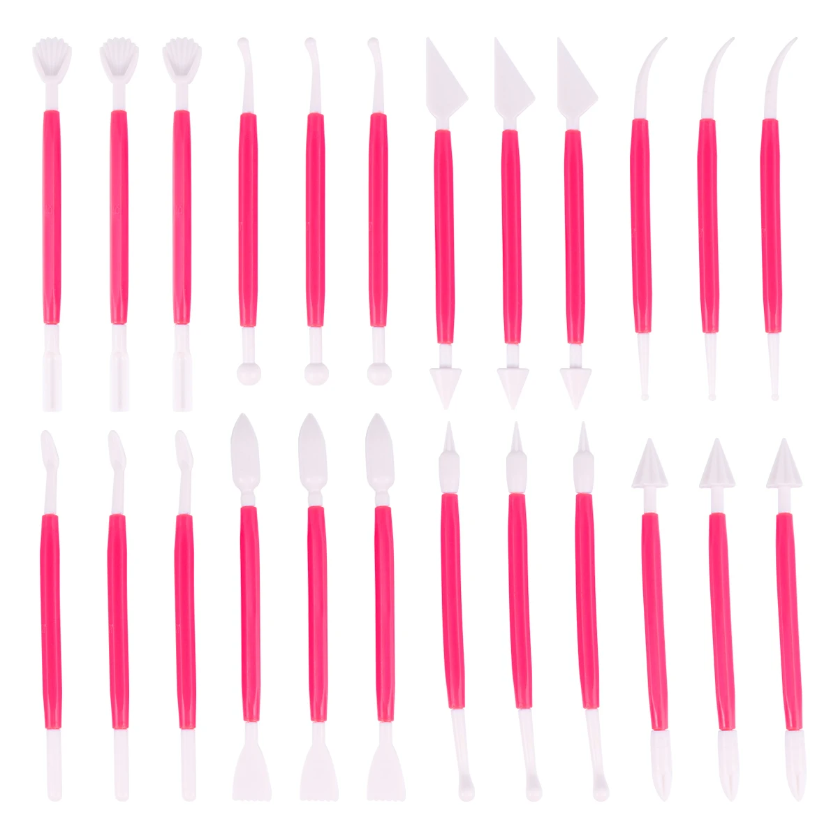 

24pcs 3 Sets Clay Sculpting Tools Set For Pottery Carving Molding Shaping Plasticine Air Dry Clay Portable Easy Grip (Pink)