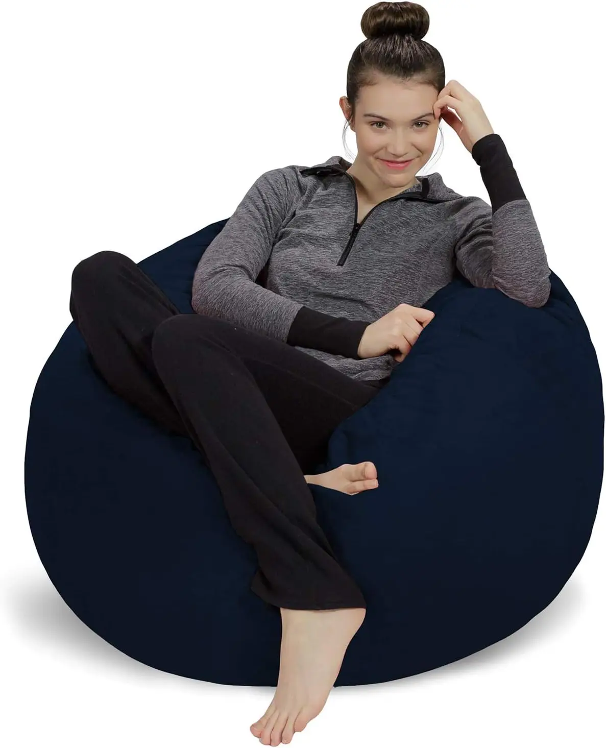 

Plush, Ultra Soft Bean Bag Chair - Memory Foam Microsuede Cover - Stuffed Foam Filled Furniture