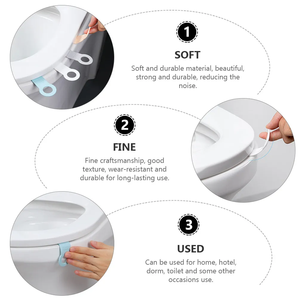 4Pairs Seat Lifter for Toilet Strong Long-Lasting Texture Non-Slip Quiet Design Touch-Free Toilet Seat Cover Handle Bathroom