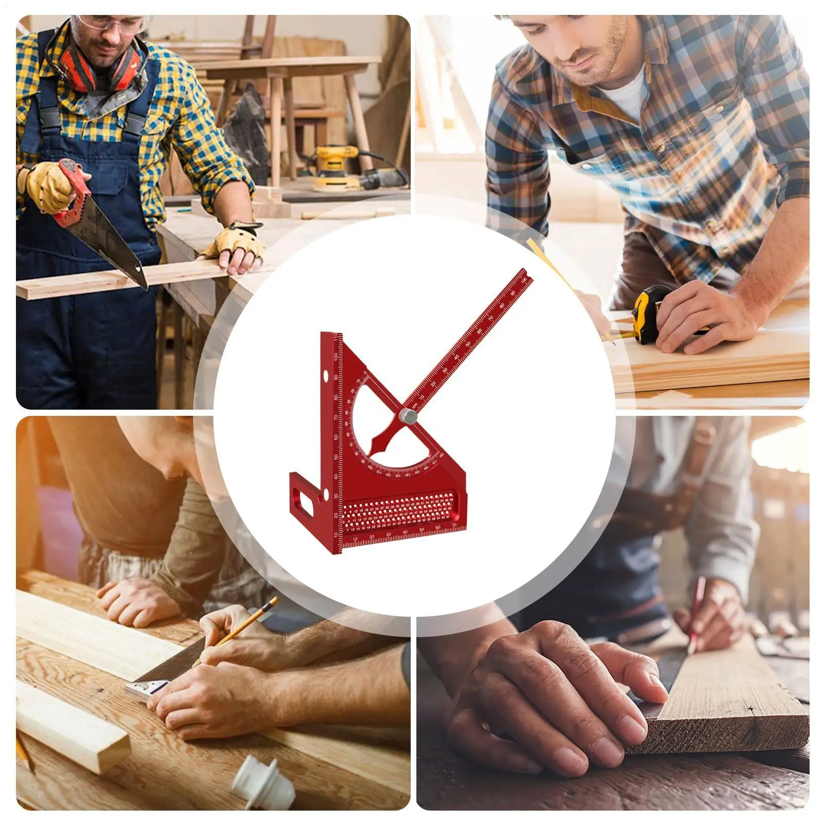 Multi Angle Ruler Woodworking Square Measuring Ruler Rust-Proof Carpenter Protractor Non-slip Precision Marking Gauge For Door