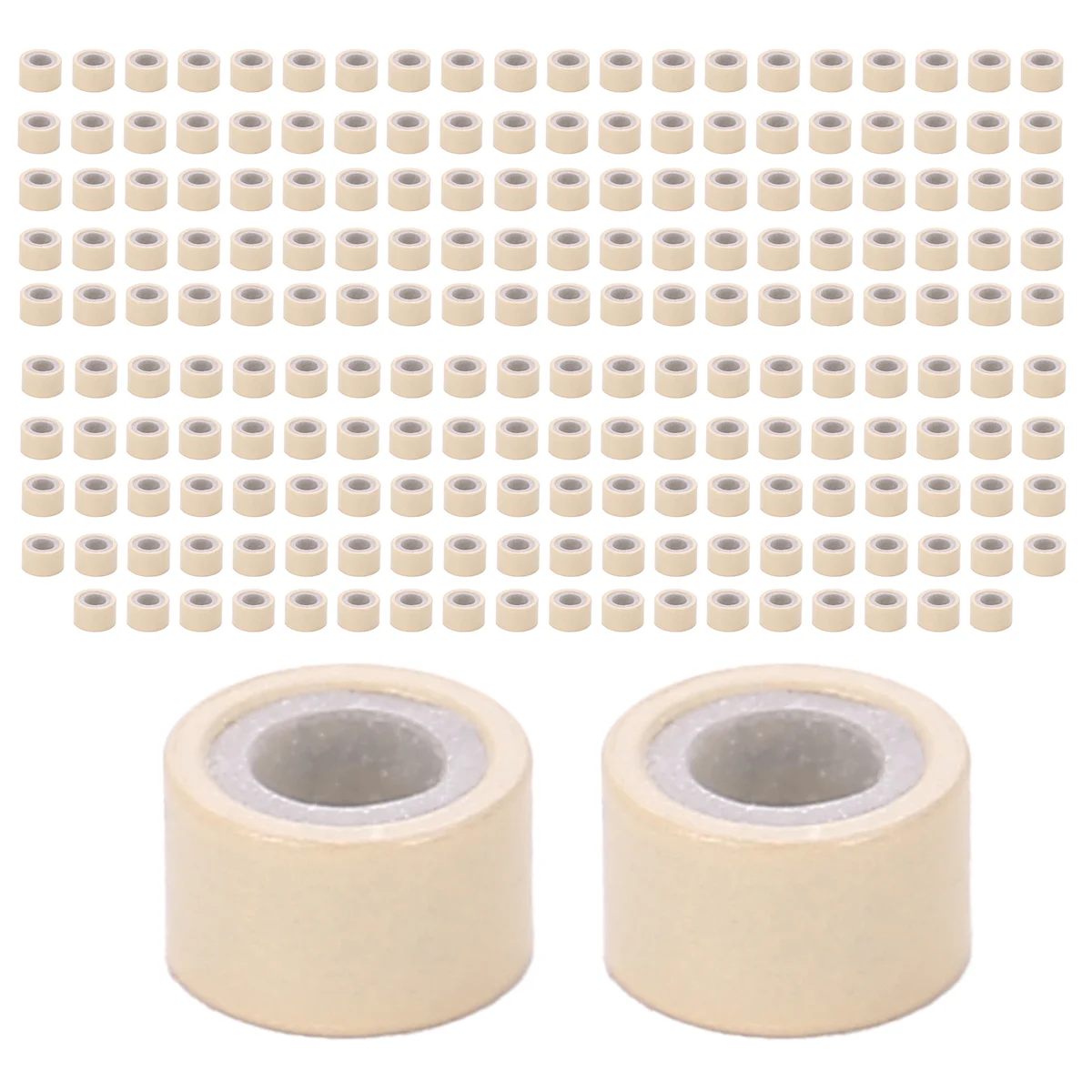 200 micro anelli rivestiti in silicone di colore biondo da 5 mm, collegamenti perline, per estensioni dei capelli