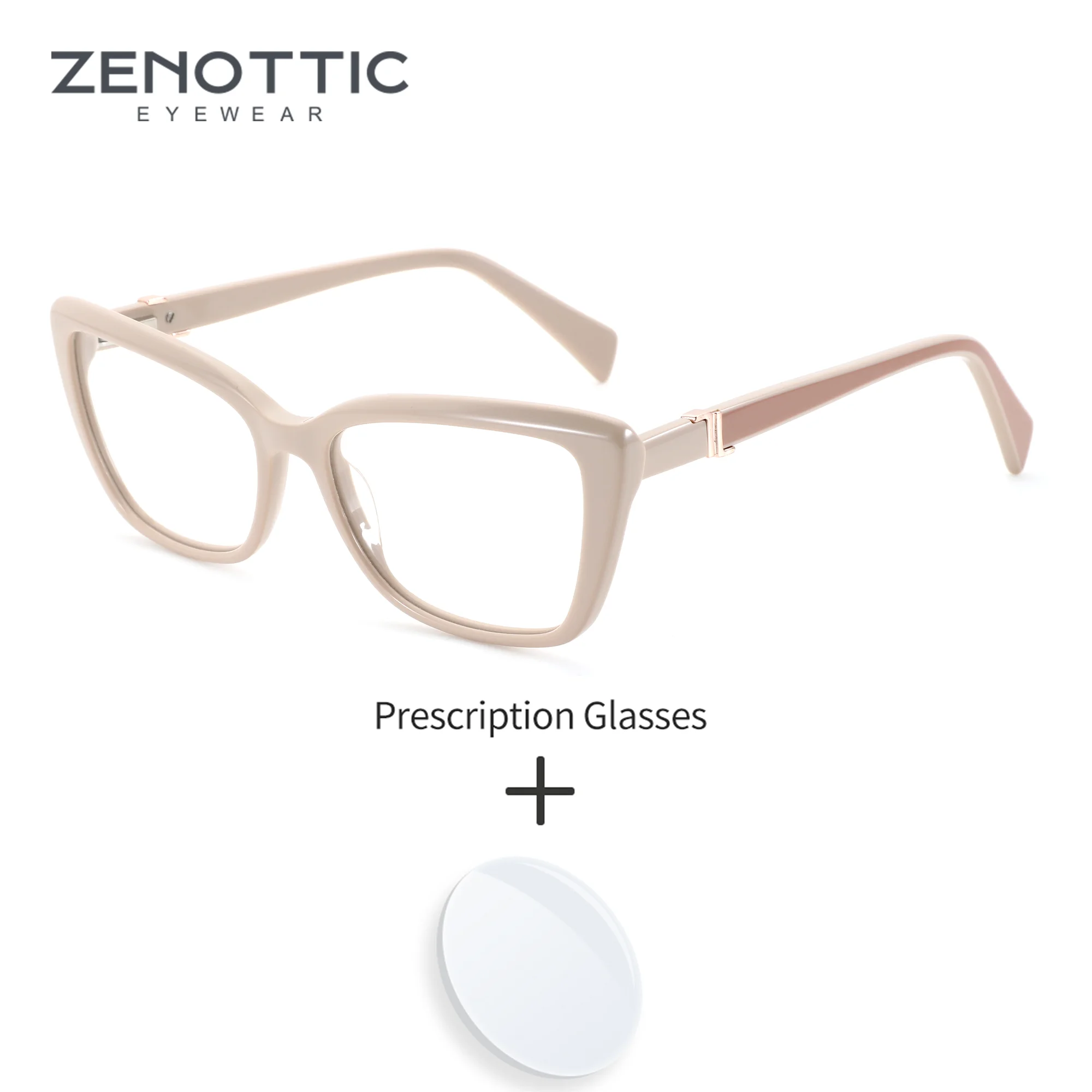 

ZENOTTIC S Size Womens Cat Eye Prescription Glasses Acetate Frame Progressive Multifocal Lenses