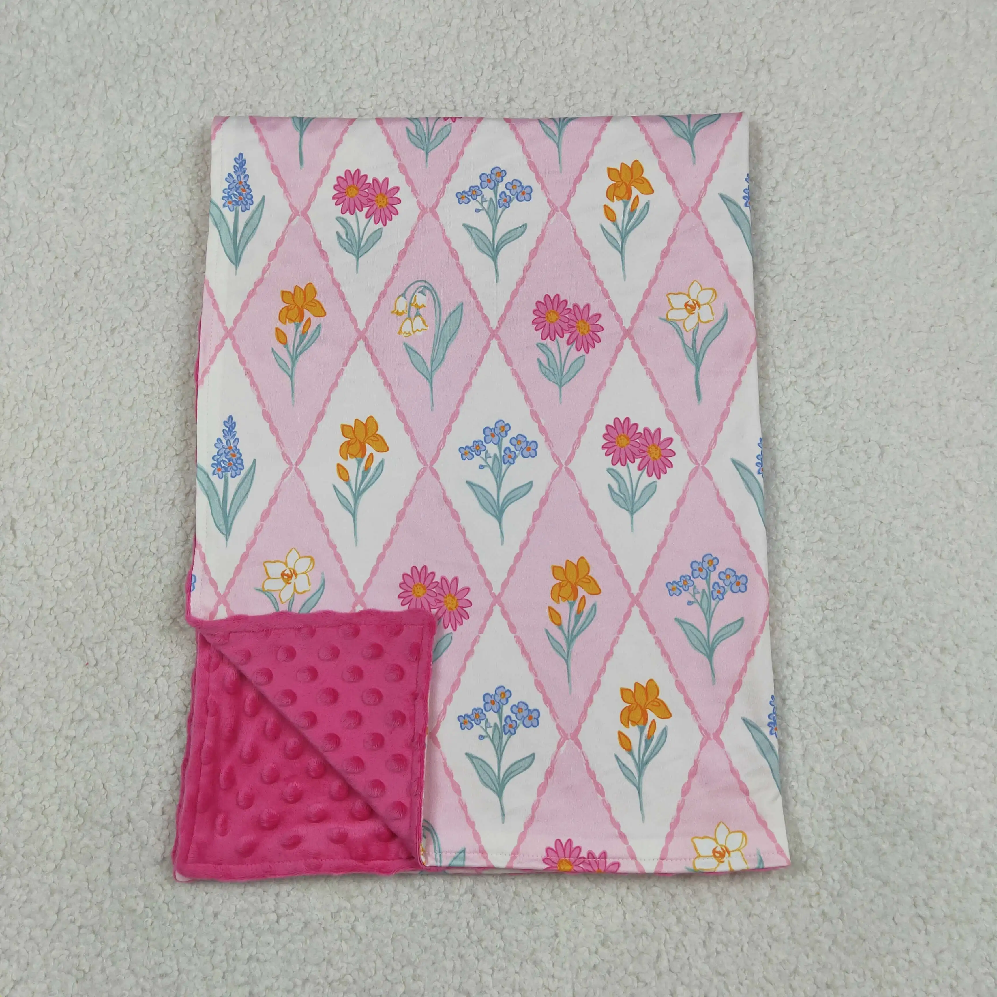 Wholesale Baby Girl Children Thin Quilt Kids Girls Plaid Bedding FleeceI Toddler Girls Flannel Flower Blanket