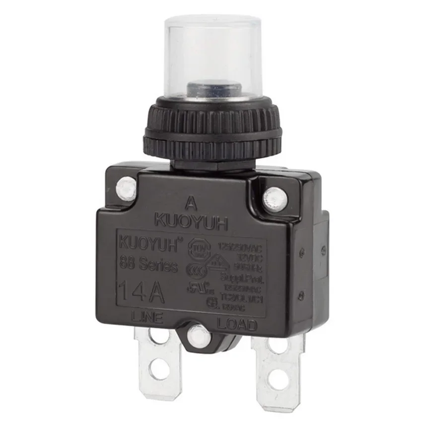Kuoyuh 88 Series 3A-30A Plastic Nut Resettable Thermal Motor Protection Circuit Breaker