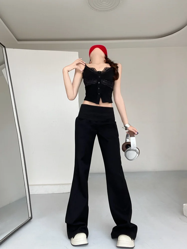 Vielseitige Hose mit hoher Taille und weitem Bein für Damen, Herbst und Winter, gerade, lockere, bodenlange Spor-Jogginghose zum Abnehmen