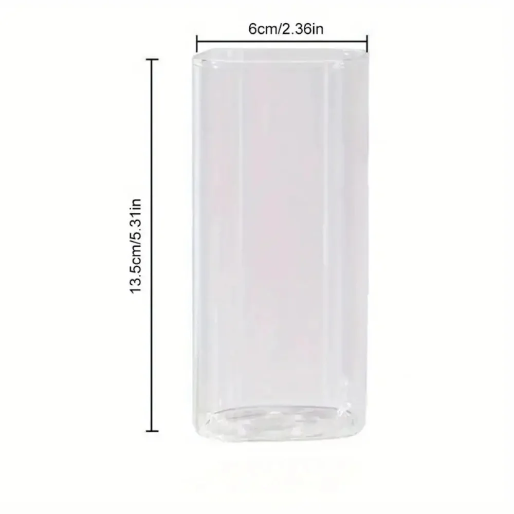 1pc Square Glass Coffee Mug with Lid & Straw Transparent Drinkware for Iced Coffee, Milk, Beer for Kitchen & Dining Coffee Cup image 5
