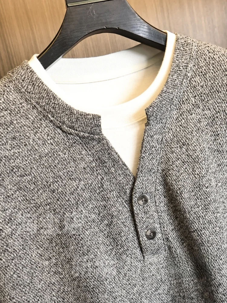 Men's Autumn Winter Knitted Half Open Cardigan Sweatshirt Textured Floral Design Versatile Henry Collar Fake Two-Piece Style