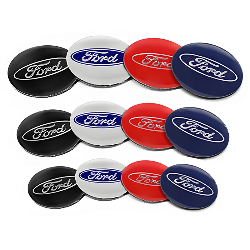 4pc ford logotipo 56mm 60mm 65mm cubo da roda do carro tampa central adesivos decalque para fiesta mondeo explorer foco mondeo escape kuga mk2 mk3