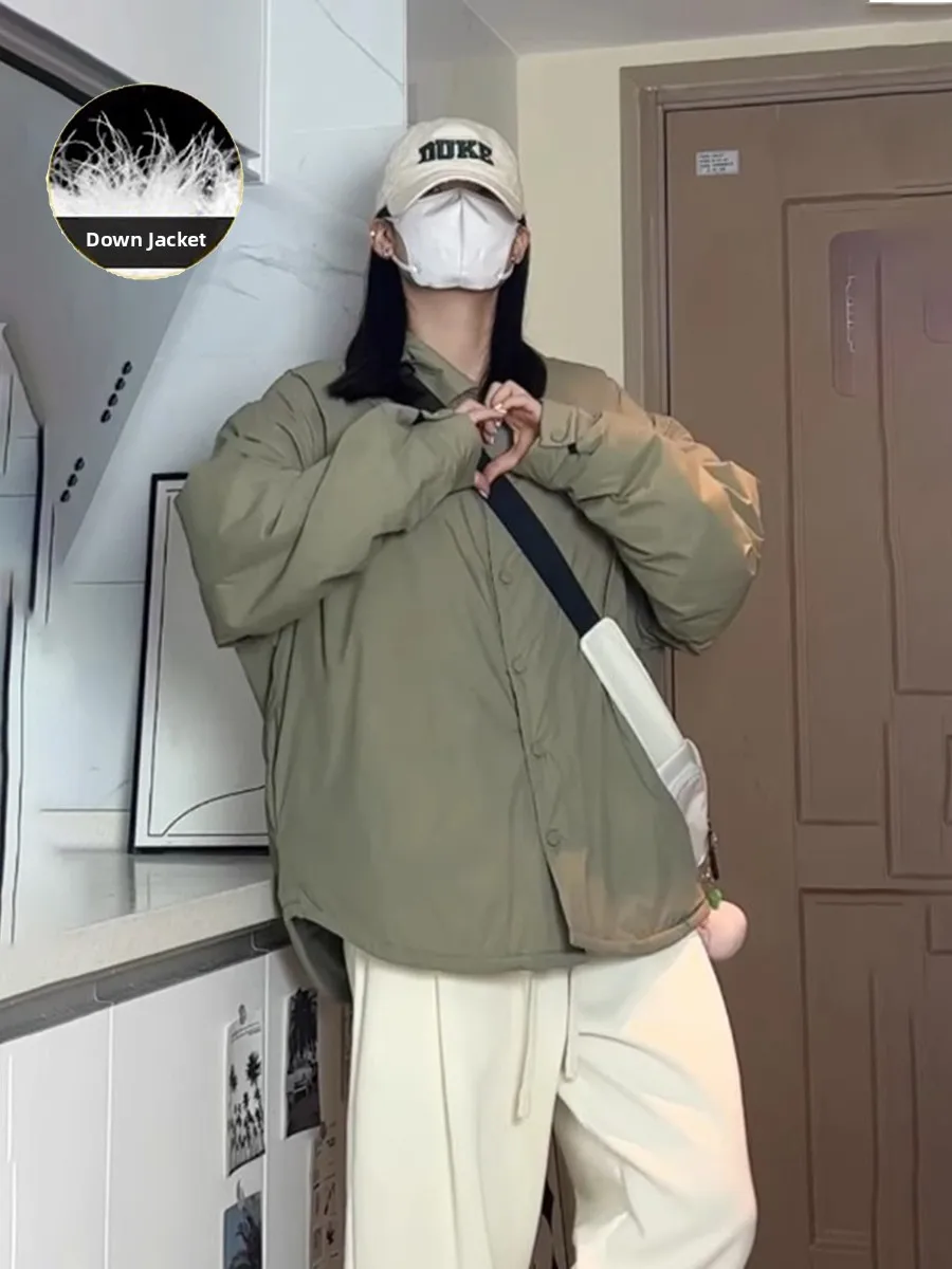 

Lightweight ort Men's down Jaet Mint een irt Collar Cleanfit Cotton Couples Outerwear Youth Trendy Regular Fit Button...