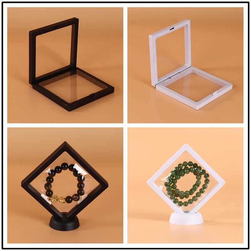 18*18cm Transparent Film Jewelry Packing Box Ring Earrings Display Stand Holder Coin Collection Gems Storage PE Membrane Case