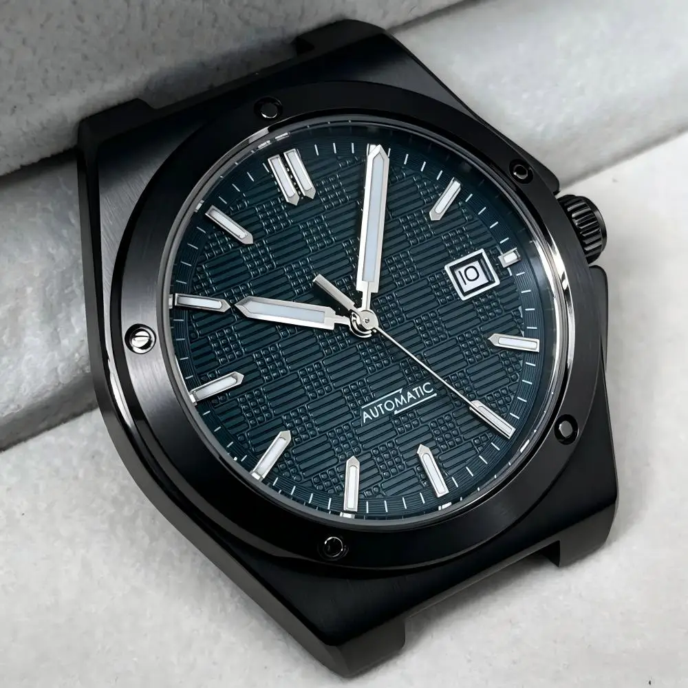 New stylish casual men's black mechanical watch face, equipped with MIYOTA 8215/ST1612 movement, waterproof men's wristwatch