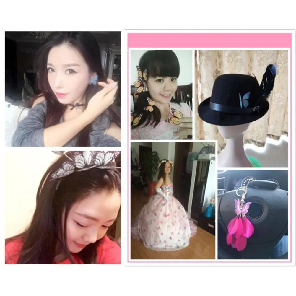 10Pcs 8Cm Thin Beautiful Butterfly Wings Charms for DIY Earrings Hair Accessories Headband Pendants Party Wedding Prom