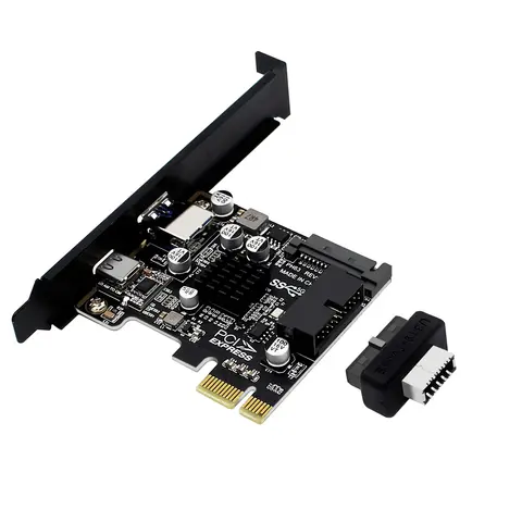 XT-XINTE PCIE To USB 3.0 Expansion Card Type-C Controller PCI-E Type E 19P20P Adapter Card SATA 15Pin Power Connector for PC