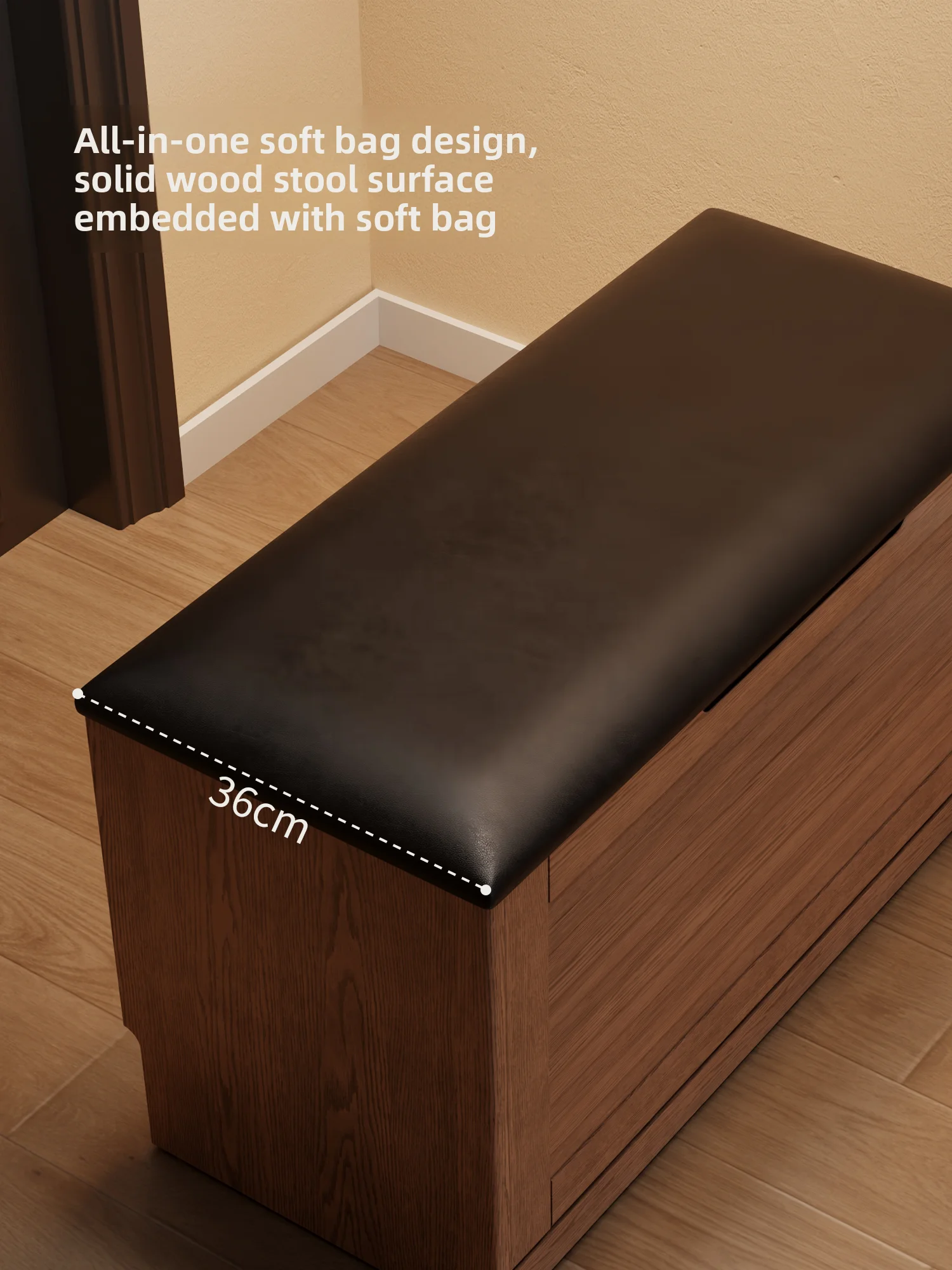 #Solid Wood Shoe-Changing Stool Integrated Flip-Top Shoe Cabinet Entryway Shoe Rack Medieval Style Storage Bench Ottoman XD026