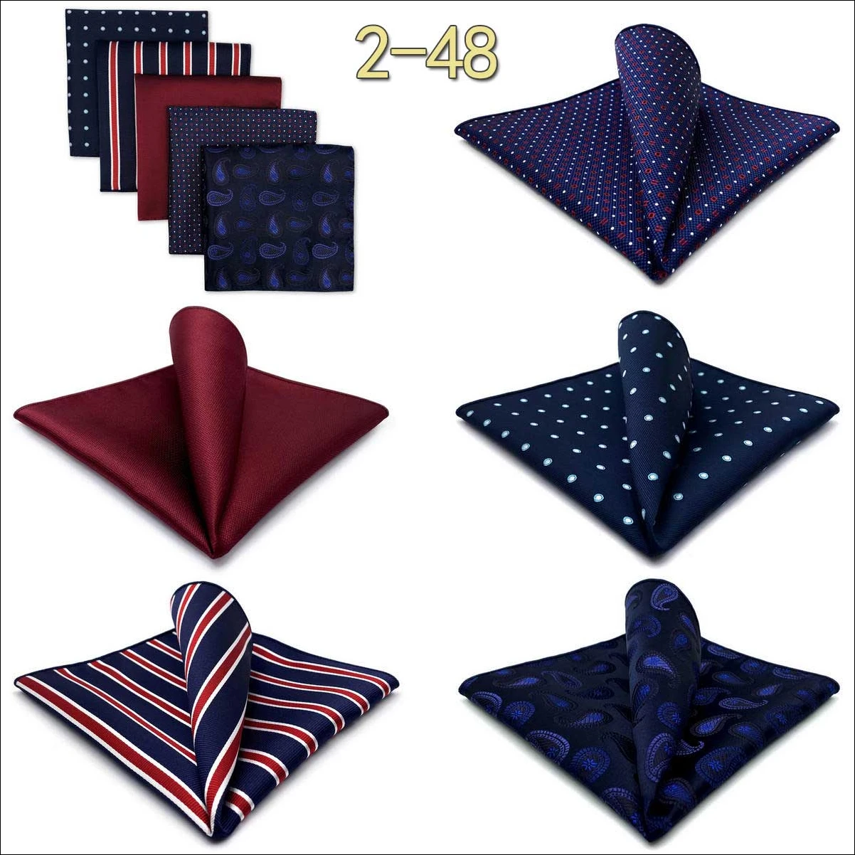 5-teiliges Herren-Einstecktuch-Set, verschiedene Einstecktücher, mehrere Stile, Paisley- und Blumenmuster, Anzug, groß, 32 cm, Business-Accessoires – Detail 29