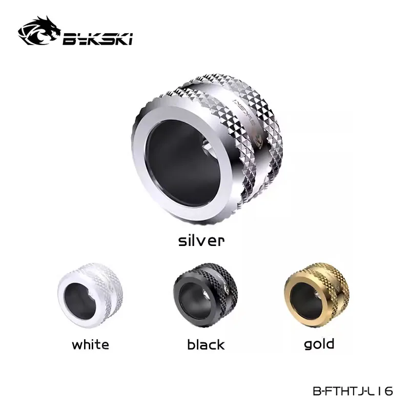 Bykski 12x16MM Hard Tube Anti Slip Fittings, OD16MM PETG Tube Hand Compression,Black,White,Gold,Silver,G1/4 