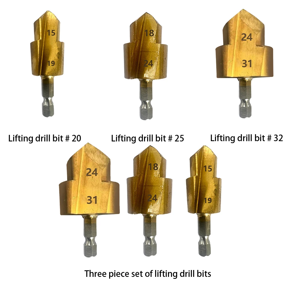 1/3Pcs PPR Lifting Stepped Drill Bit Hexagon Shank Water Pipe Connection Tool 20/25/32mm Full Open Process Water Pipe Reamer