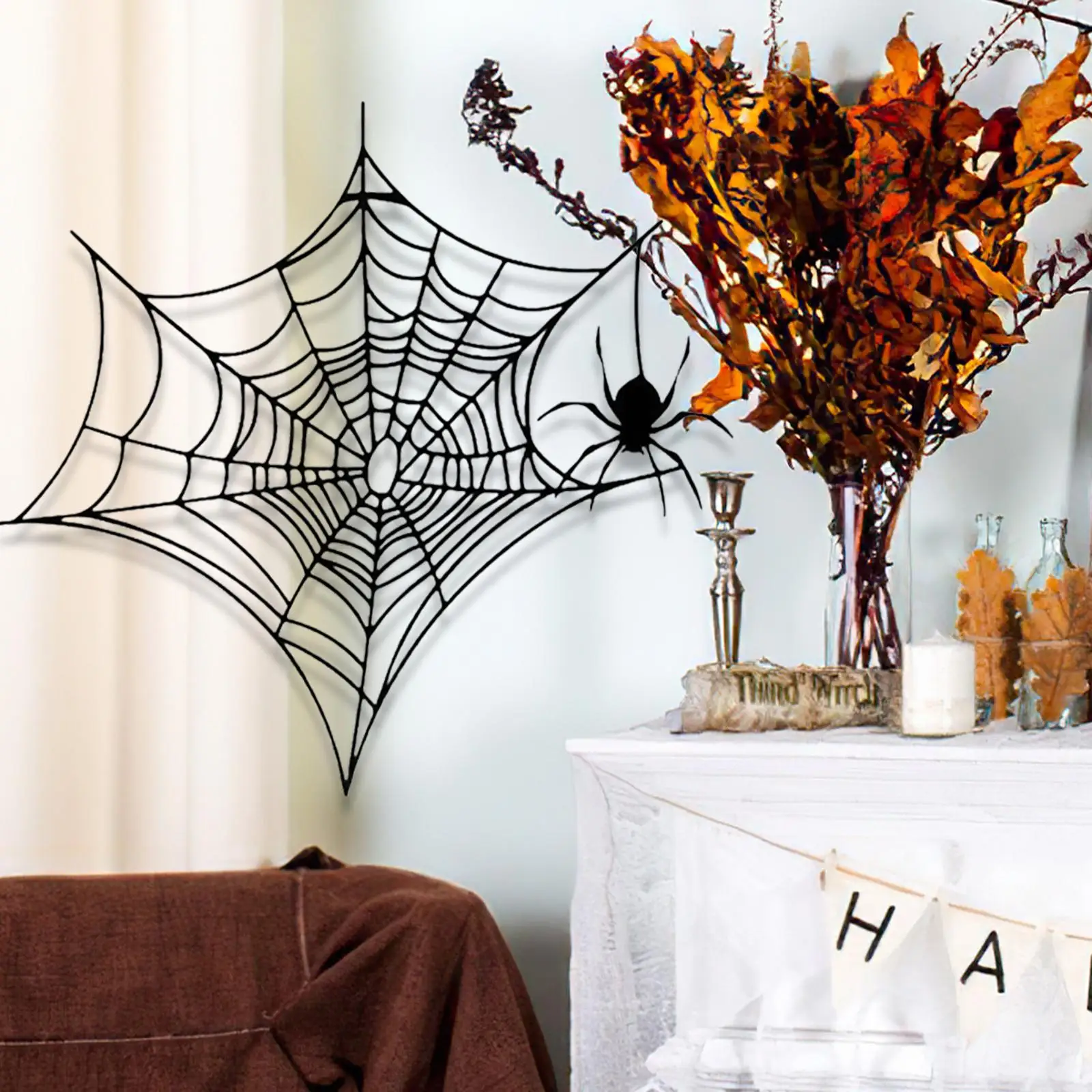 

Halloween Decoration Black Iron Art 11.8 inch Metal Wall Art Silhouette Home Decor for Party Backyard Living Room Fence Outside