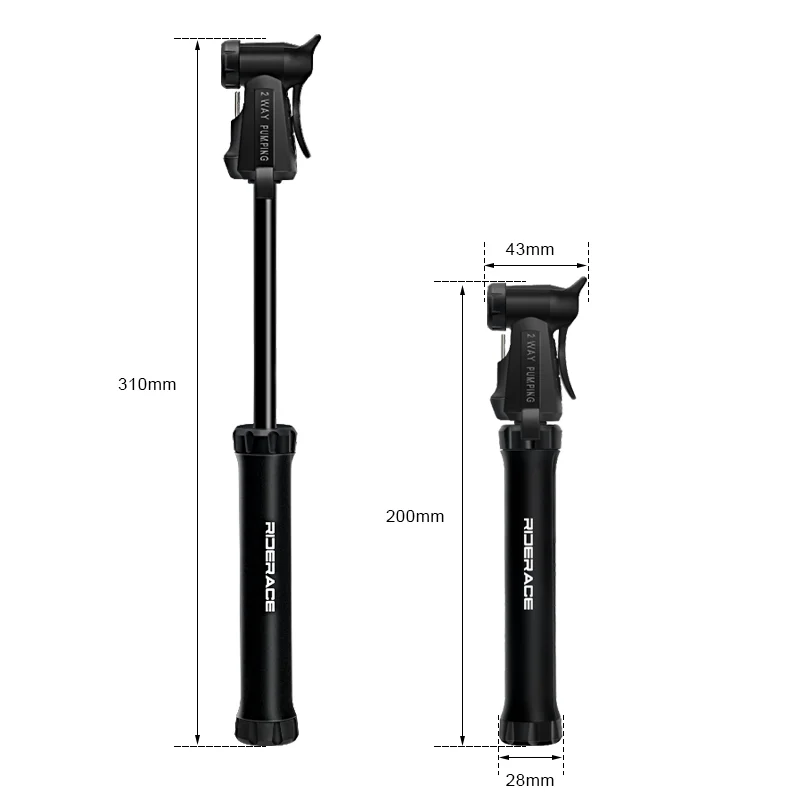 RIDERACE Bicycle Pump Portable 2 Way Pumping Hand Air Pump For Ball Mountain MTB Road Bike Tire Inflator Schrader Presta Valve