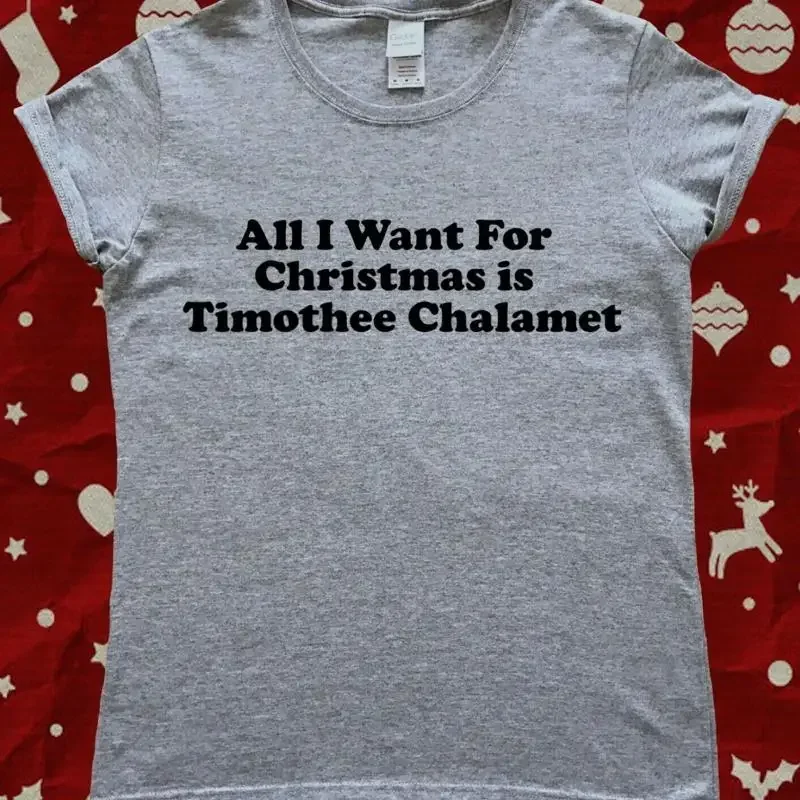 Timothee Chalamet All I Want for Christmas Fan Ladies T-Shirt