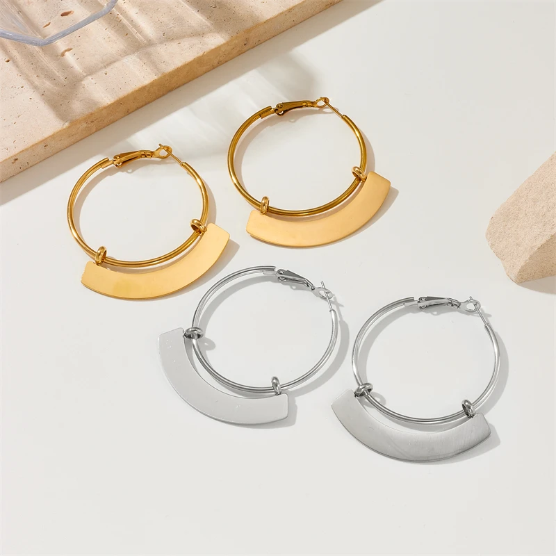 XIYANIKE 316L Stainless Steel Gold Color Twisted Hoop Earrings for Women Fashion Simple Ear Buckle Waterproof Jewelry Gifts