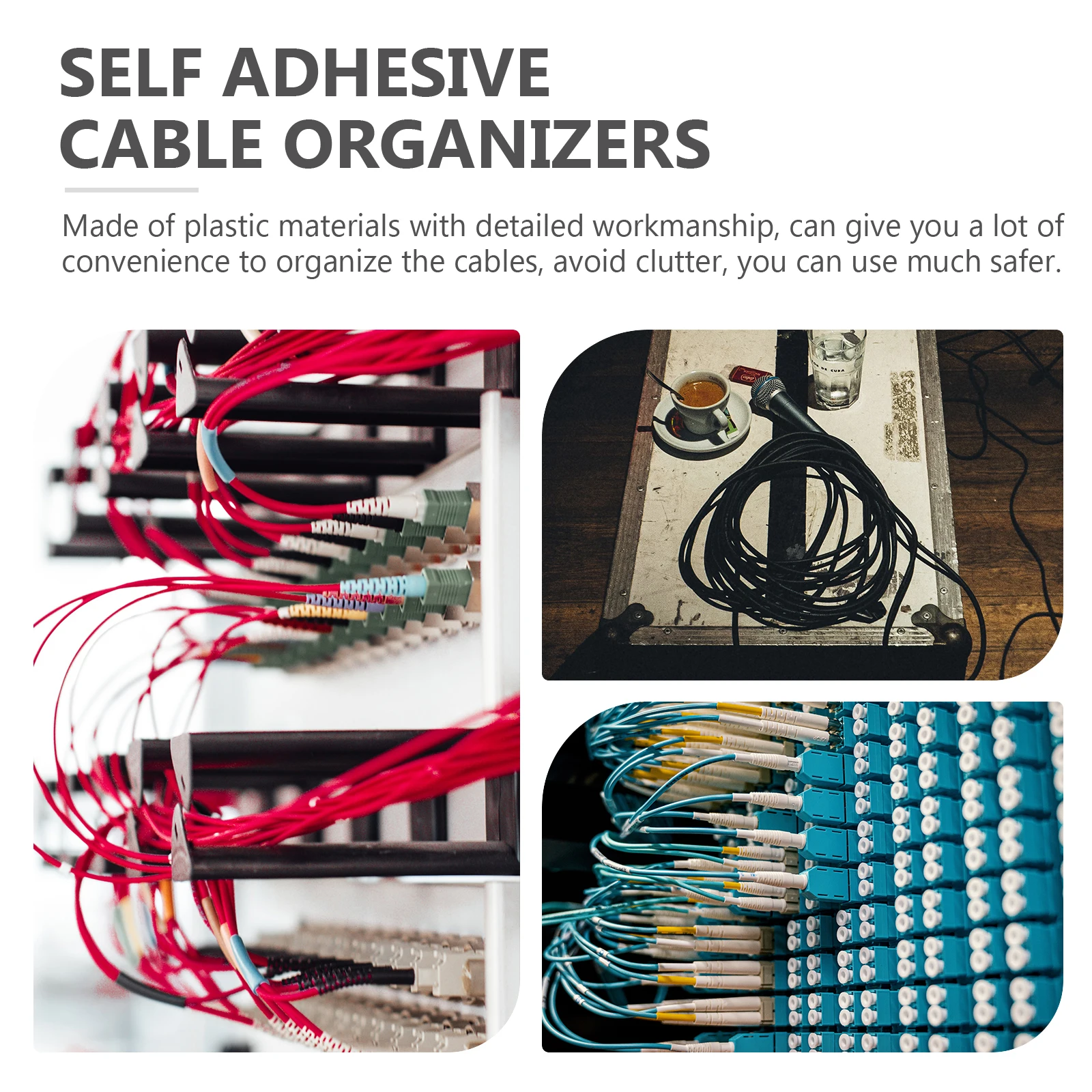 

Cord Organizer Self-adhesive Winder Electrical Wire Desk Holder Cable Clamp Clips Black Pp The