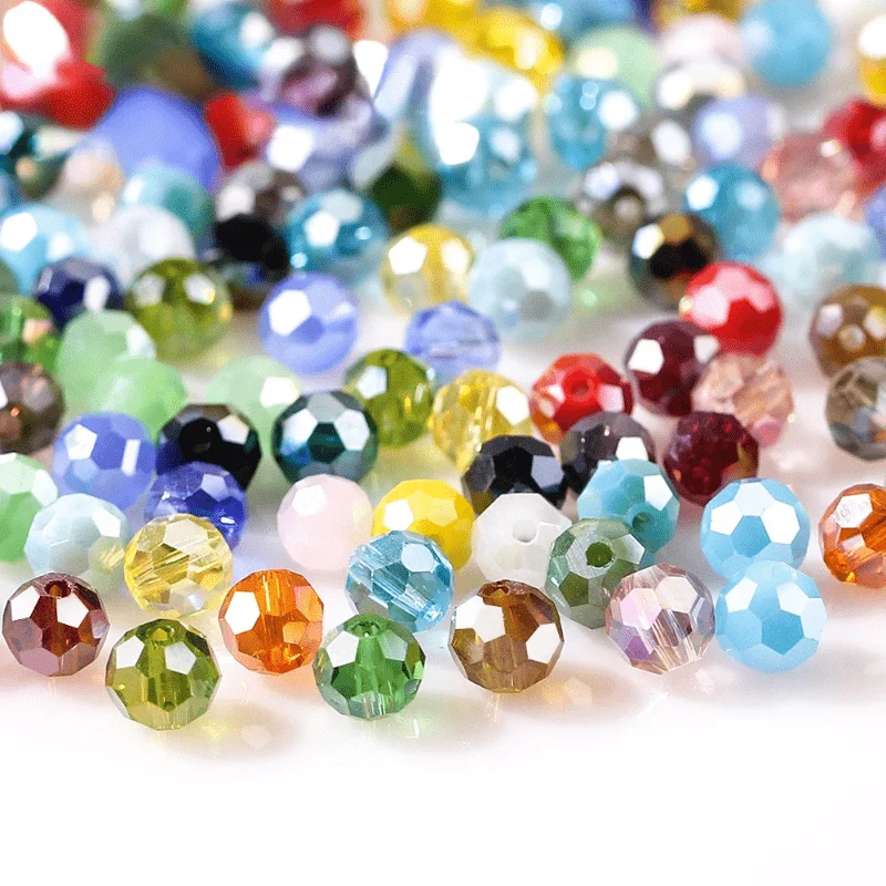 3mm/0.11in 150Pcs Round Spacer Glass Beads For Jewelry Making Diy Accessories Colorful Faceted Crystal Beads