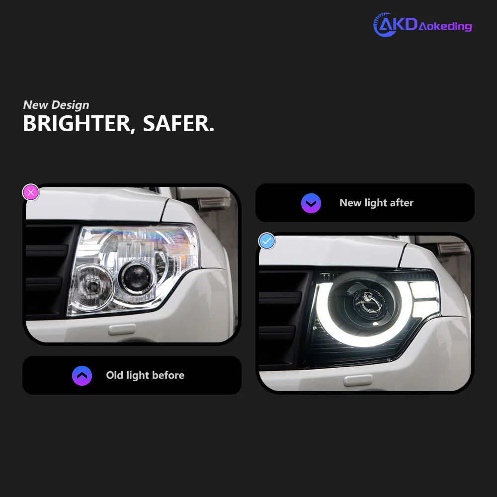 Auto Parts Headlights For Pajero V97 V95 V93 2009-2021 Defender Styling LED Daytime Lights Projector DRL Car Accesorios Facelift