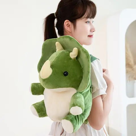 45CM Cartoon Triceratops Stuffed Animal Plush Backpack Kids Dinosaur Makeup Bag Toy Shoulders Bags