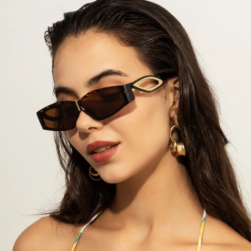 Hiking Rectangular Anti Light Glasses Women Fashion Small Frame Eyewear Female Brand Designer Punk Black Gradient Shades  UV400