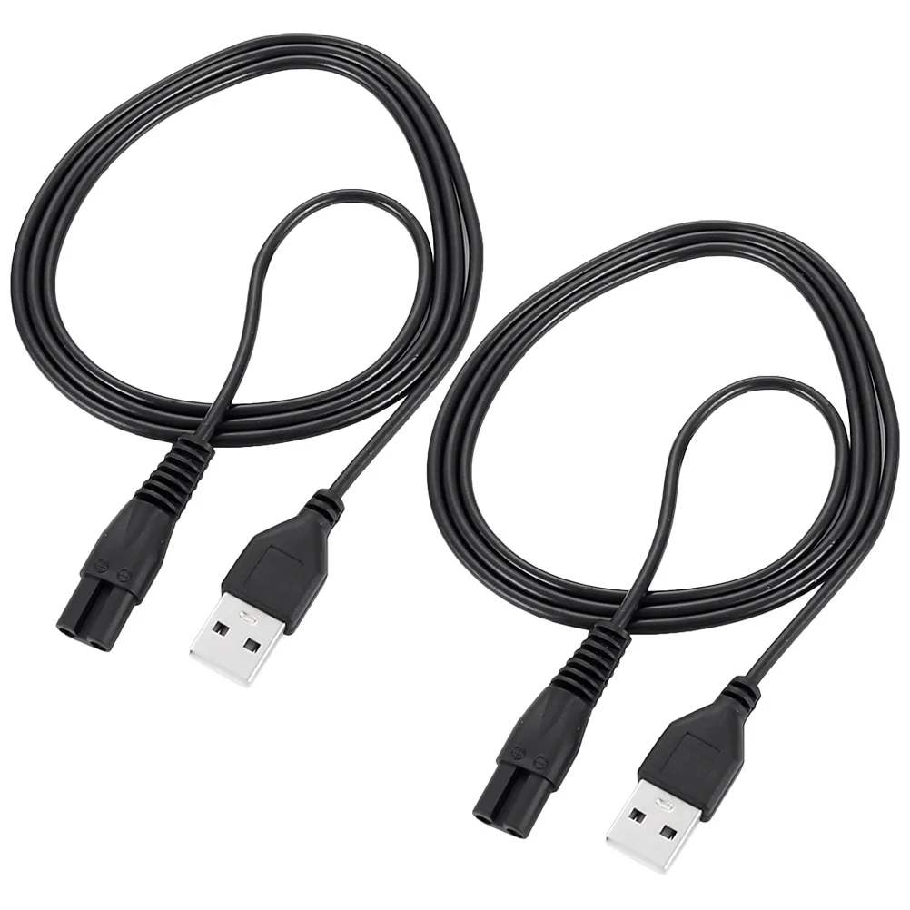 2PCS Rasierer Netzkabel USB Rasierer Ladegerät Langlebig Schwarz 8 Form Verbinden 60CM Hohe Leitfähigkeit Kabel