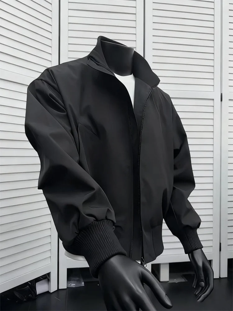 Cleanfit Black Short Workwear Jacket Men's American Three-Proof Stand Collar Baseball Bomber Pilot Jacket Youth Casual Wear