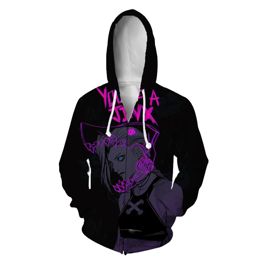 

Game LOL Arcane Jinx Cosplay ADC Zipper Hoodie Merch Hoodies Winter Men/Women Streetwear Dress Up Full Zip Hooded long sleeve