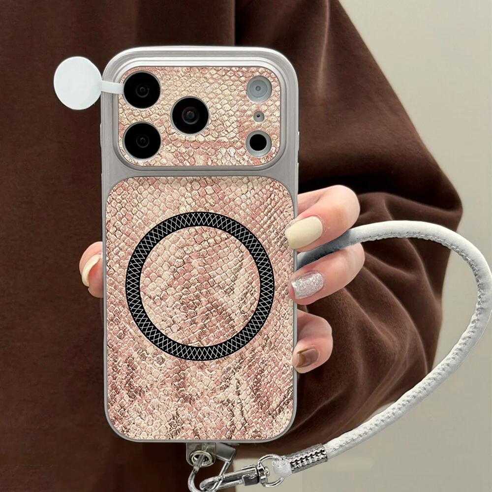 Lychee Pattern Soft Phone Case For iPhone 17 Pro Max 15 16 13 14 11 12 Pro Snakeskin Texture Shockproof Protective Cover Fundas