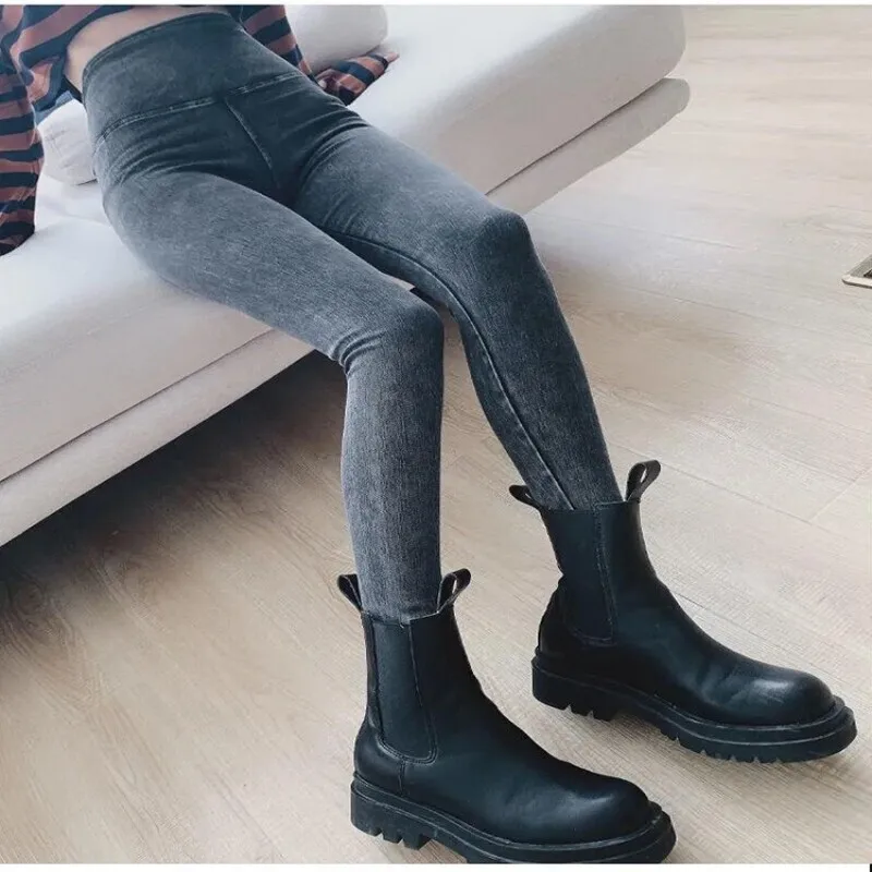 女性の厚手のハイウエストジーンズ,ライディングパンツ,ヨガレギンス,秋と冬