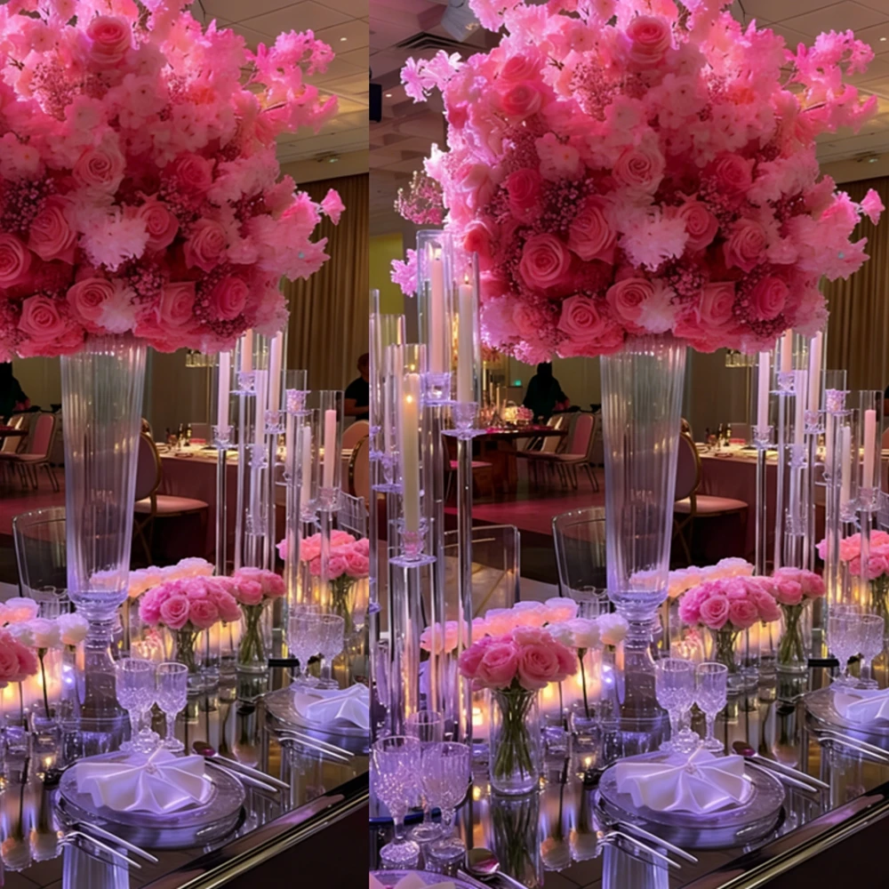 4pcs-10pcs 70cm glassCrystal  Flower Stand Main Table Ornaments Wedding Decoration Wedding glass Centerpiece Flower Stand