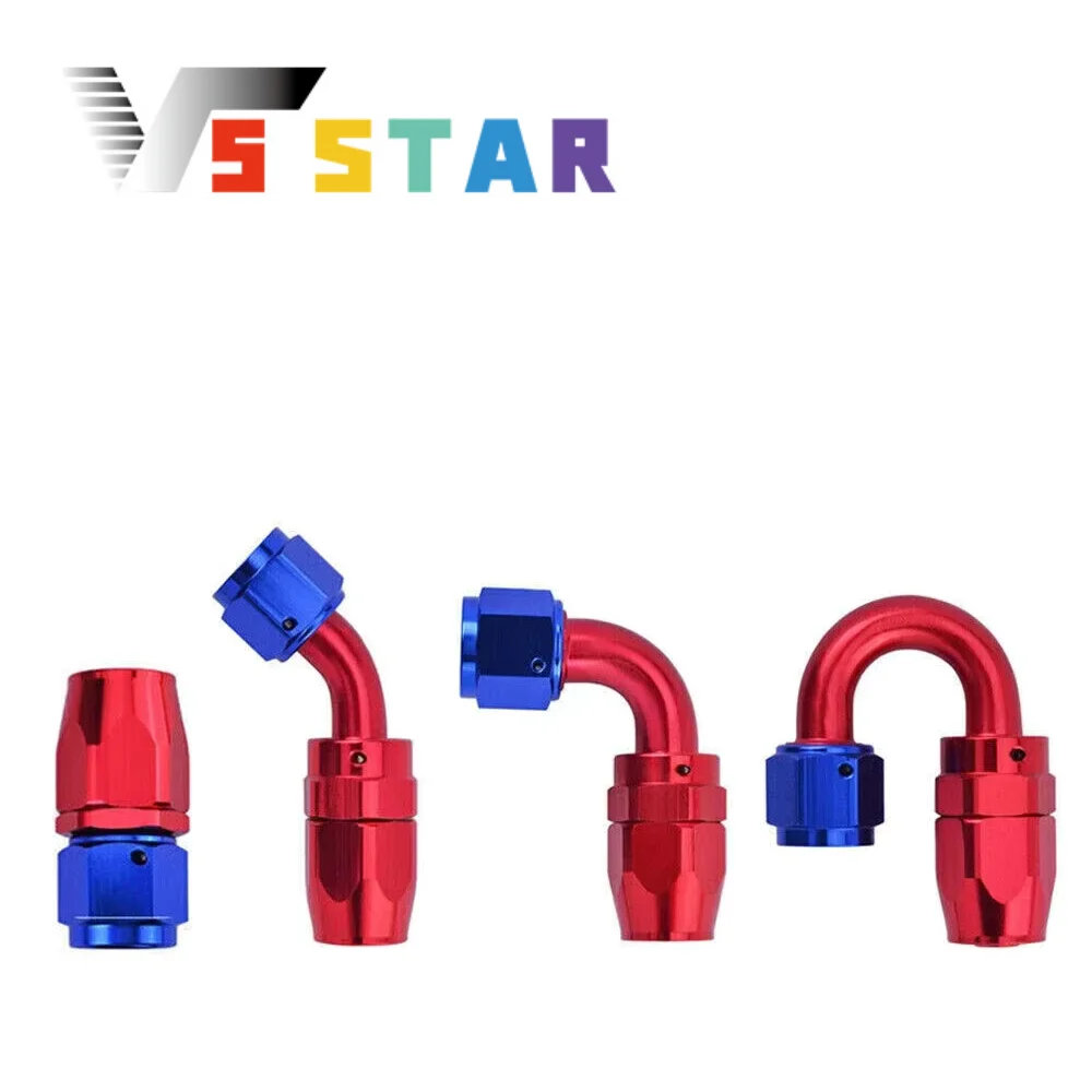 AN8 90 de alta qualidade °   Adaptador de encaixe de extremidade de mangueira de vedação giratória de alumínio para linha de mangueira de combustível de óleo vermelho-azul TF-1001