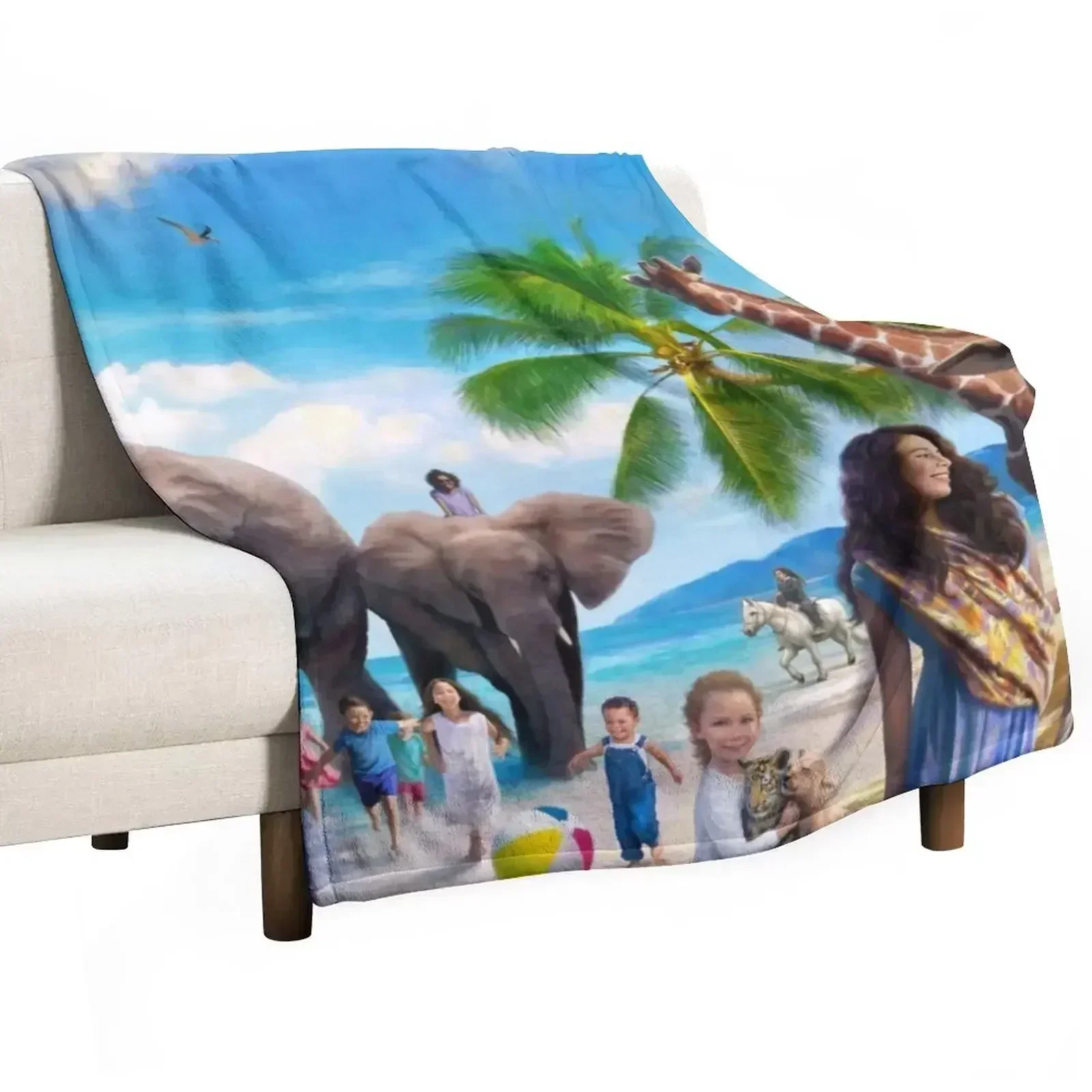 Beach Paradise Throw Blanket Thermal Fashion Sofas halloween Camping Extra Large Throw Decorative Beds Blankets