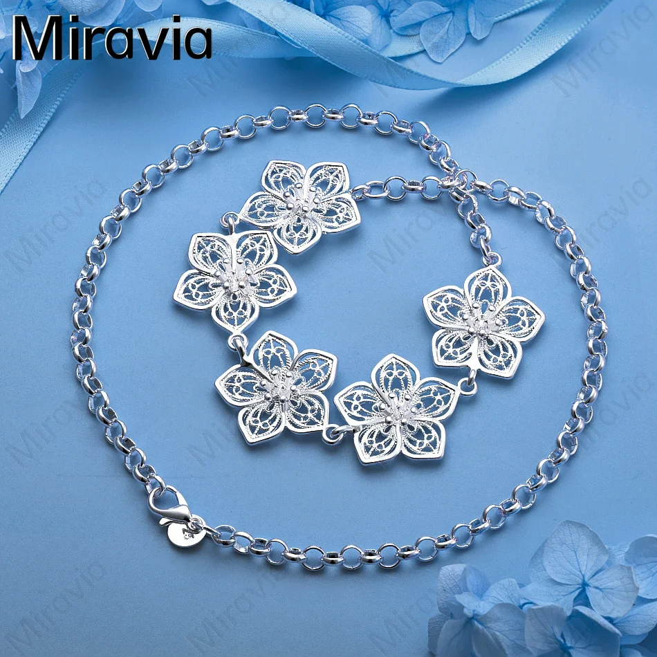 

Miravia 925 Sterling Silver Flower Pendant Necklace Women's Jewelry Valentine's Day Party Christmas Gift