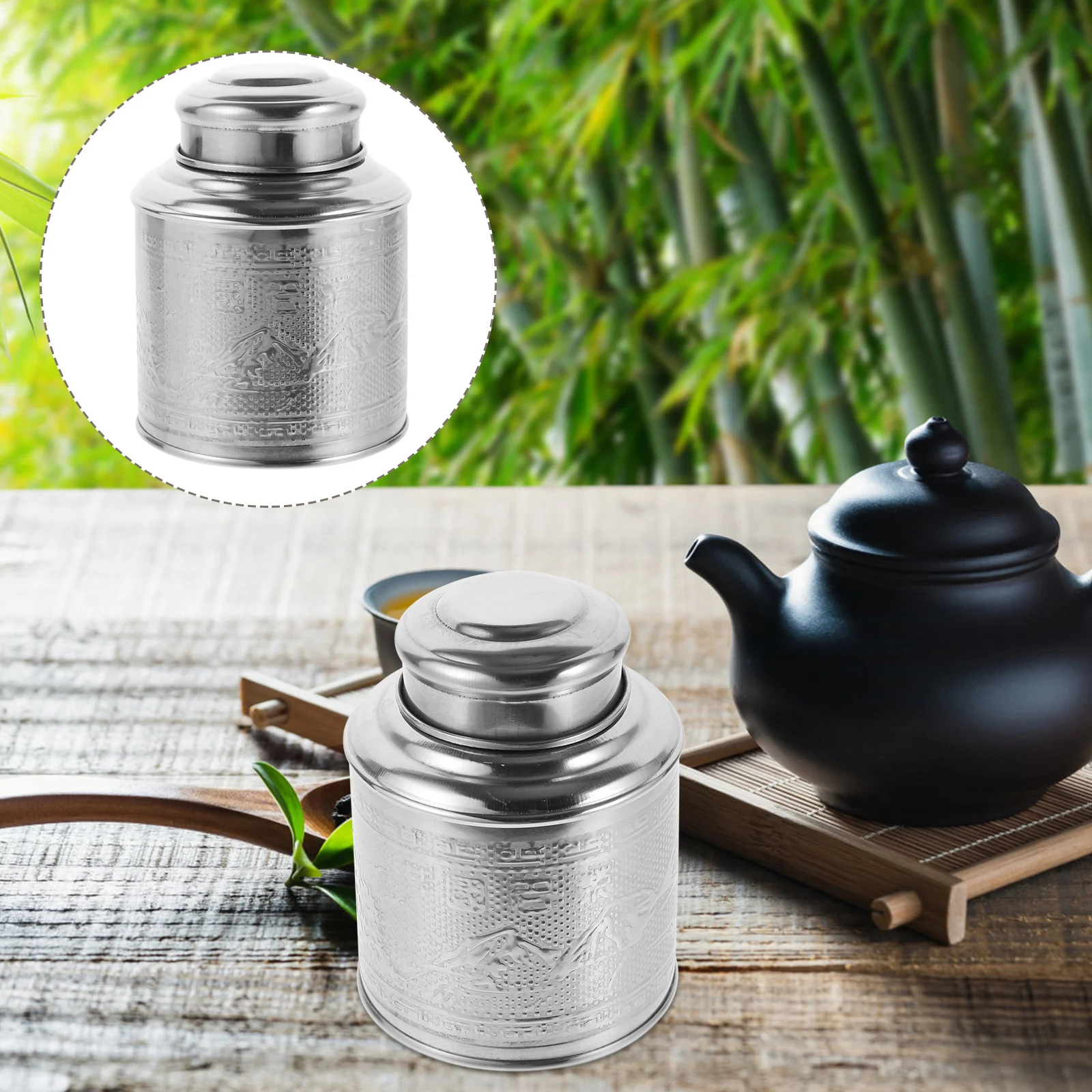 Rice Container Sealed Canister Tea Storage Jar Stainless Steel Loose Green