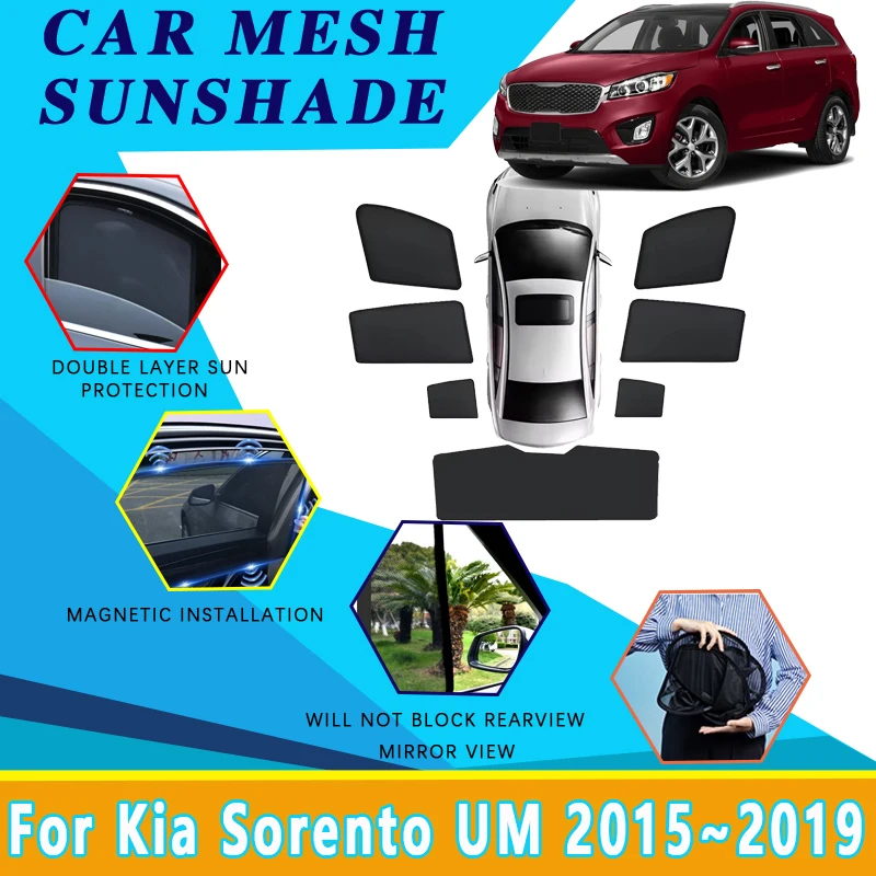 

Mesh Sunshade For Kia Sorento UM MK3 2015~2019 Sun Protection Heat Insulation Magnetic Side Window Privacy Shade Car Accessories