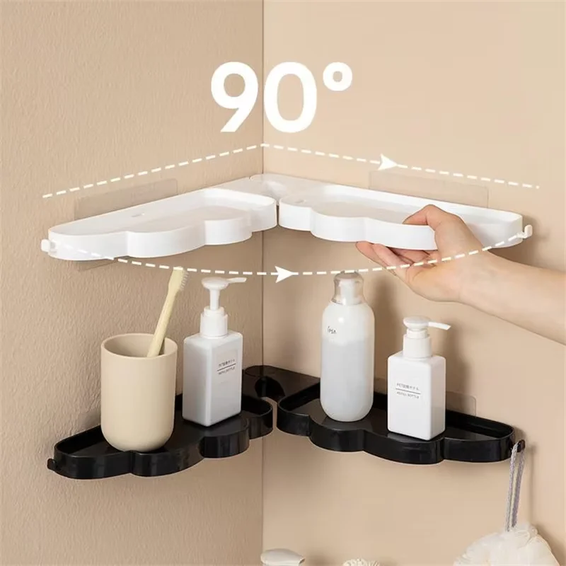 Wall-Mounted Bathroom Accessories: Suction Plastic Storage Rack & Shelf, Easy-to-Remove Traceless Tape Shelving Solution