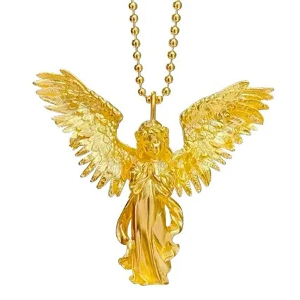 

Angel Pendant for Women, 24K Gold, AU999 | 3D winged angel with feather details, delicate guardian symbolism for daily wear.