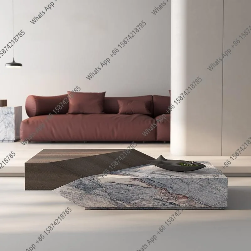 J Italian Freeform Travertine Coffee Table, Designer Artistic Centerpiece, Heat & Scratch Resistant, Customizable