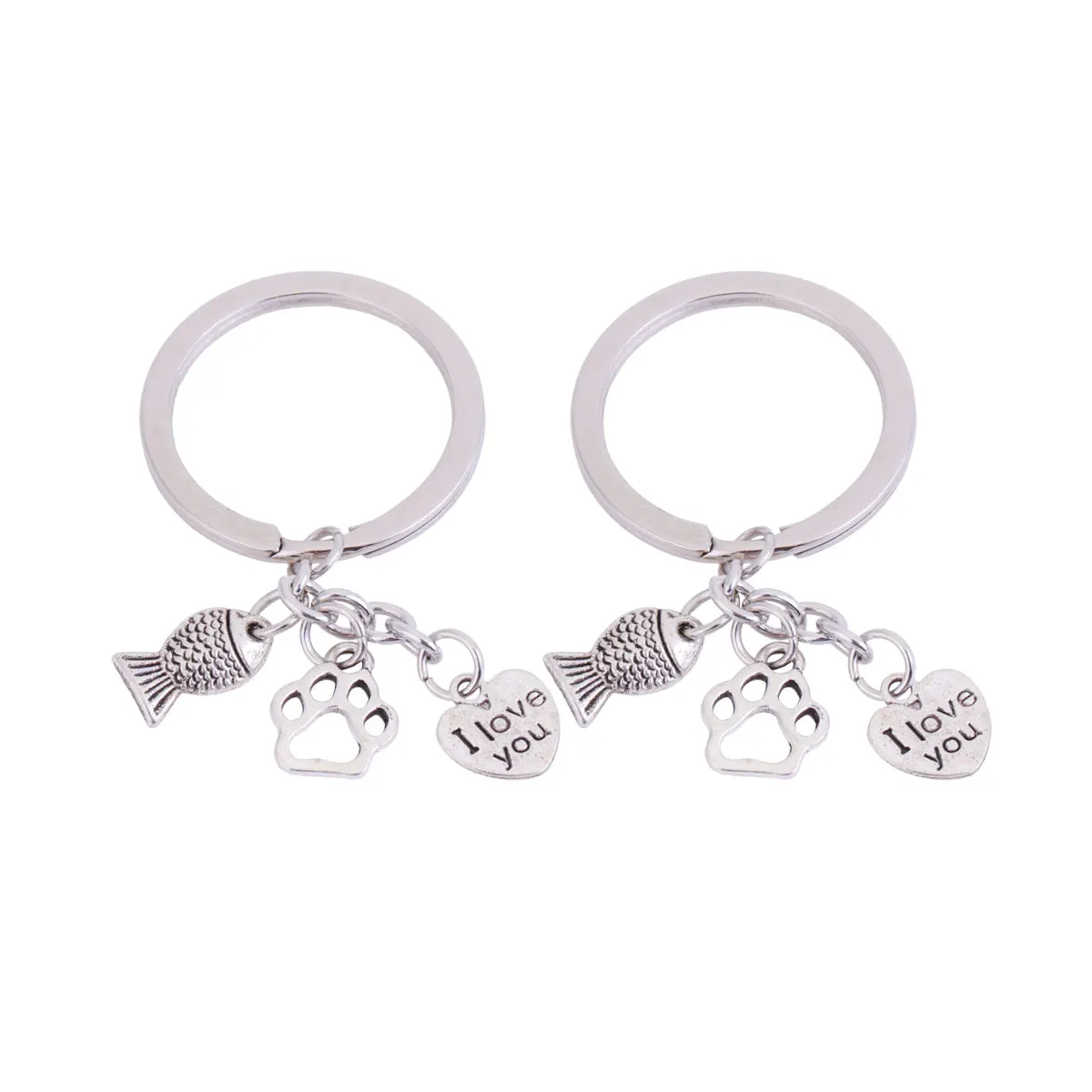 

2 Pcs Key Decoration Keychains Creative Key Bone Dog Paw Keychains Holder Exquisite Ring Bone Dog Paw Jewelry Accessories Gift