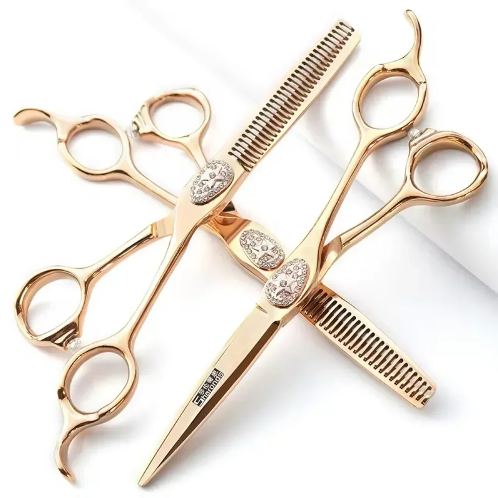 SHARONDS Professional Barber Scissors Hair Salon Hairdresser Special Cutting Flat Scissors Thin Teeth Scissors Set 6 Inches